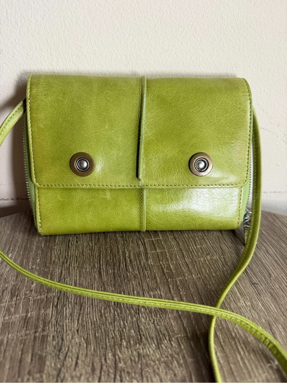 HOBO Lime Green Leather Crossbody Wristlet